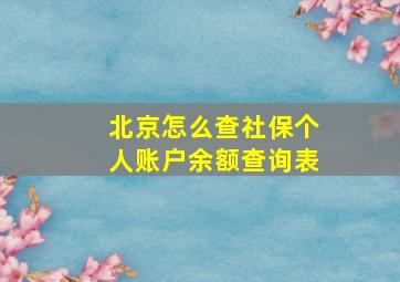 北京怎么查社保个人账户余额查询表