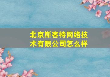 北京斯客特网络技术有限公司怎么样