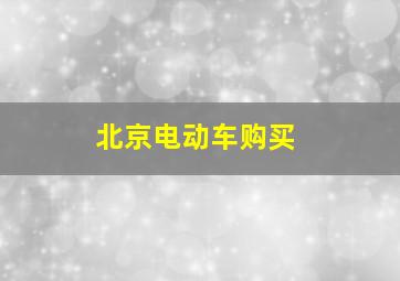 北京电动车购买