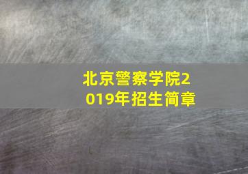 北京警察学院2019年招生简章