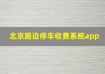 北京路边停车收费系统app