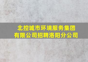 北控城市环境服务集团有限公司招聘洛阳分公司