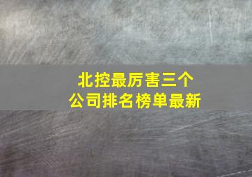 北控最厉害三个公司排名榜单最新