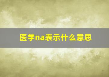 医学na表示什么意思