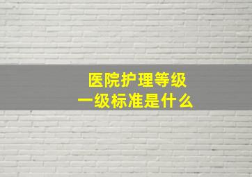 医院护理等级一级标准是什么