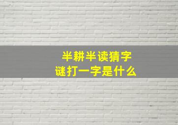 半耕半读猜字谜打一字是什么