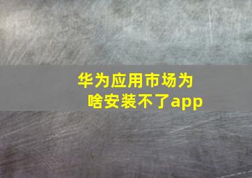 华为应用市场为啥安装不了app