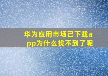 华为应用市场已下载app为什么找不到了呢