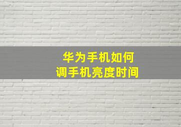 华为手机如何调手机亮度时间