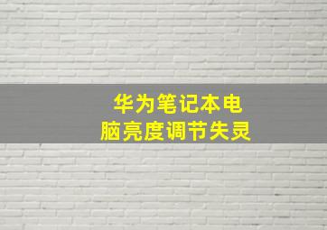 华为笔记本电脑亮度调节失灵