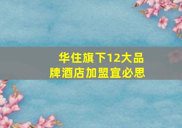 华住旗下12大品牌酒店加盟宜必思