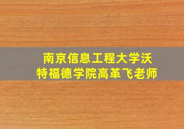 南京信息工程大学沃特福德学院高革飞老师