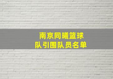 南京同曦篮球队引围队员名单