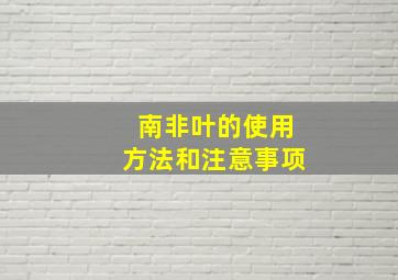 南非叶的使用方法和注意事项