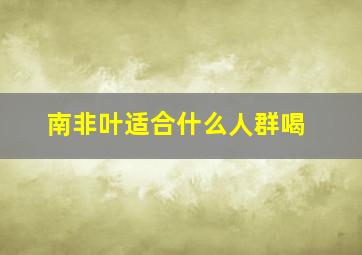 南非叶适合什么人群喝