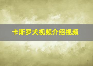 卡斯罗犬视频介绍视频