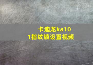 卡迪龙ka101指纹锁设置视频