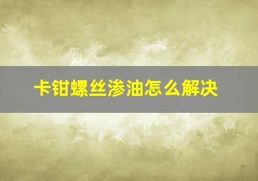 卡钳螺丝渗油怎么解决