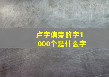 卢字偏旁的字1000个是什么字