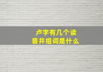 卢字有几个读音并组词是什么