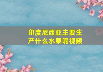 印度尼西亚主要生产什么水果呢视频