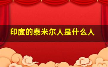 印度的泰米尔人是什么人