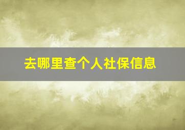 去哪里查个人社保信息