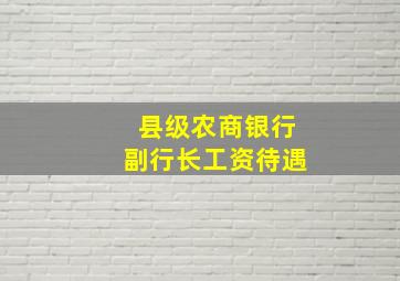 县级农商银行副行长工资待遇