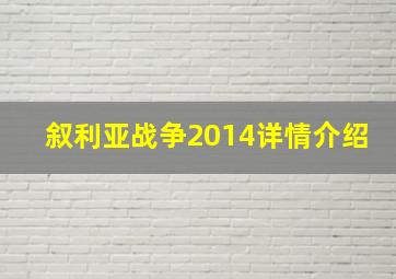 叙利亚战争2014详情介绍