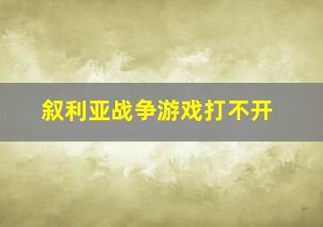 叙利亚战争游戏打不开