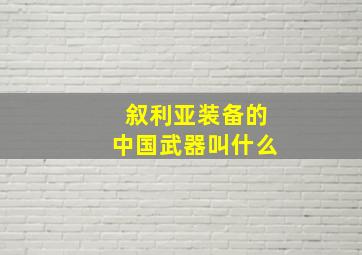 叙利亚装备的中国武器叫什么