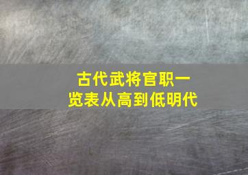 古代武将官职一览表从高到低明代