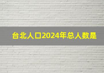 台北人口2024年总人数是