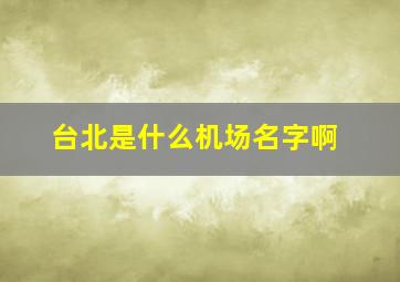 台北是什么机场名字啊