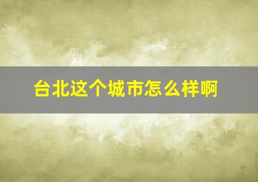 台北这个城市怎么样啊