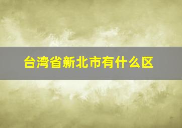 台湾省新北市有什么区