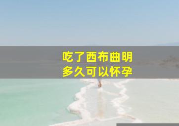 吃了西布曲明多久可以怀孕