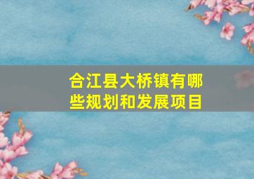 合江县大桥镇有哪些规划和发展项目