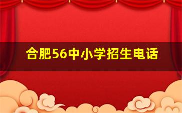 合肥56中小学招生电话