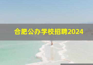 合肥公办学校招聘2024