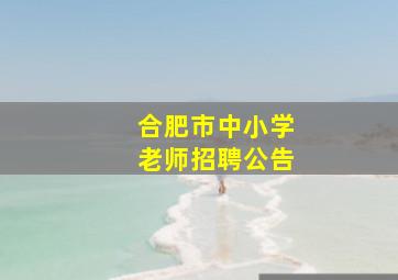 合肥市中小学老师招聘公告