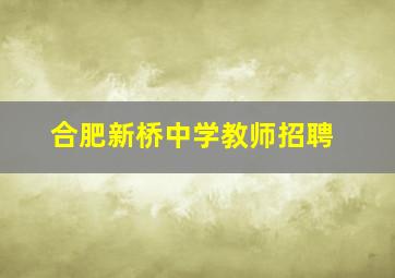 合肥新桥中学教师招聘