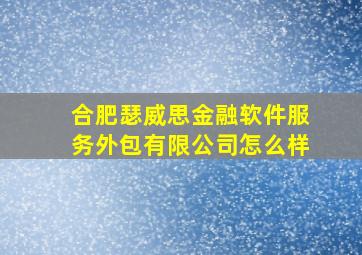 合肥瑟威思金融软件服务外包有限公司怎么样