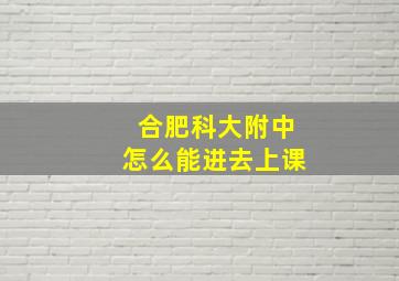 合肥科大附中怎么能进去上课