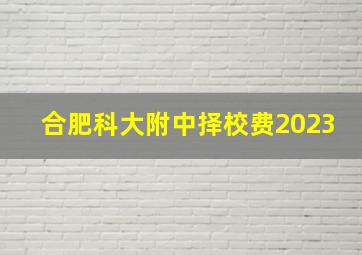 合肥科大附中择校费2023