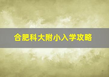 合肥科大附小入学攻略