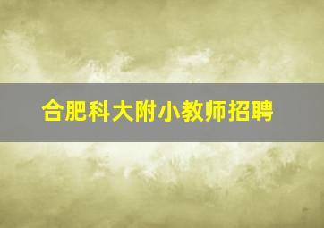 合肥科大附小教师招聘