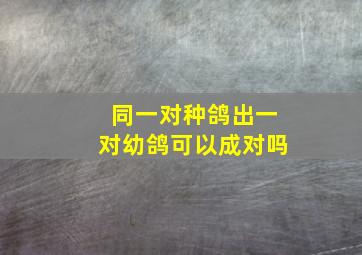 同一对种鸽出一对幼鸽可以成对吗