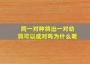 同一对种鸽出一对幼鸽可以成对吗为什么呢