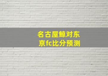 名古屋鲸对东京fc比分预测